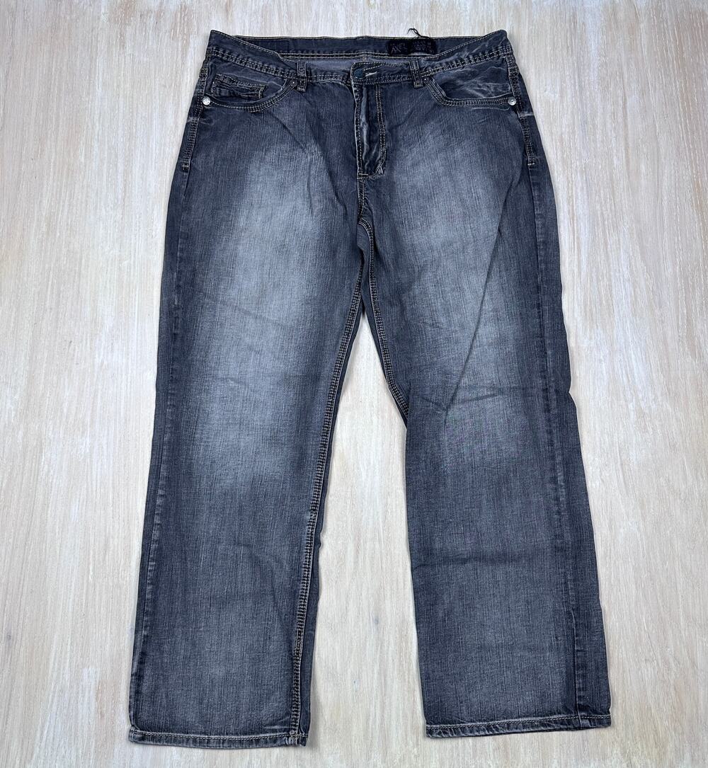 TK Axel Relaxed Straight Medium Wash Gray Denim Y2K Casual Jeans Men's 38X32